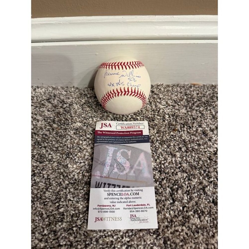 Bernie Williams signed "4x WS Champs" autographed OMLB Baseball Yankees JSA